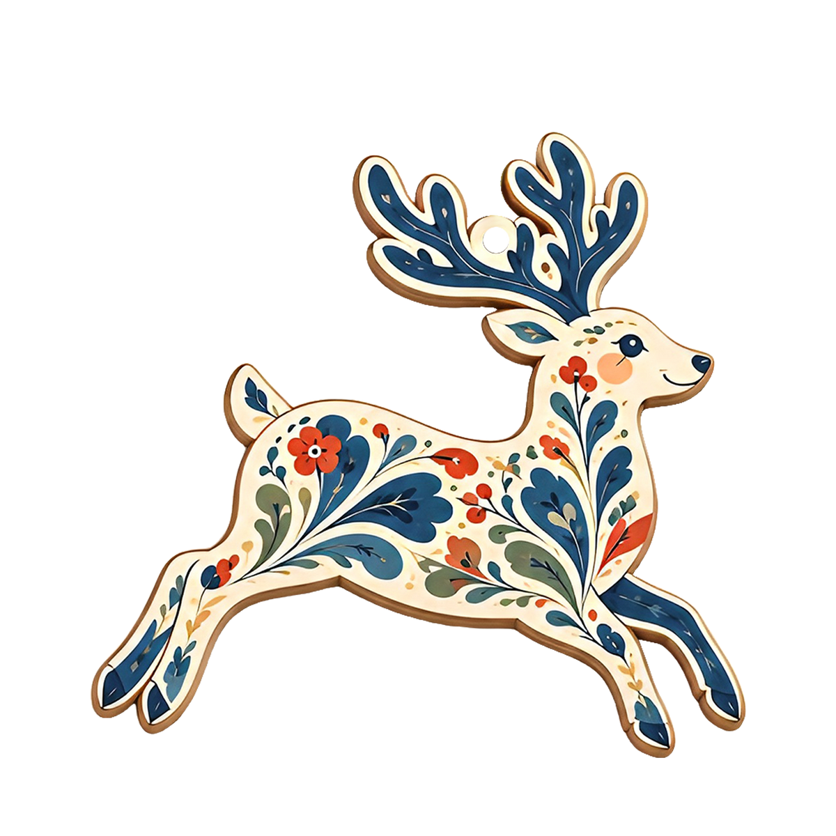 Personalized Christmas Wooden Christmas Ornament Set: Scandinavian Folk Art Woodland Animals