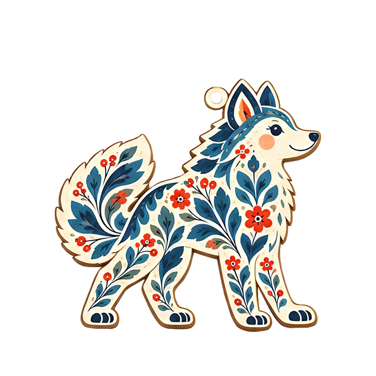 Personalized Christmas Wooden Christmas Ornament Set: Scandinavian Folk Art Woodland Animals