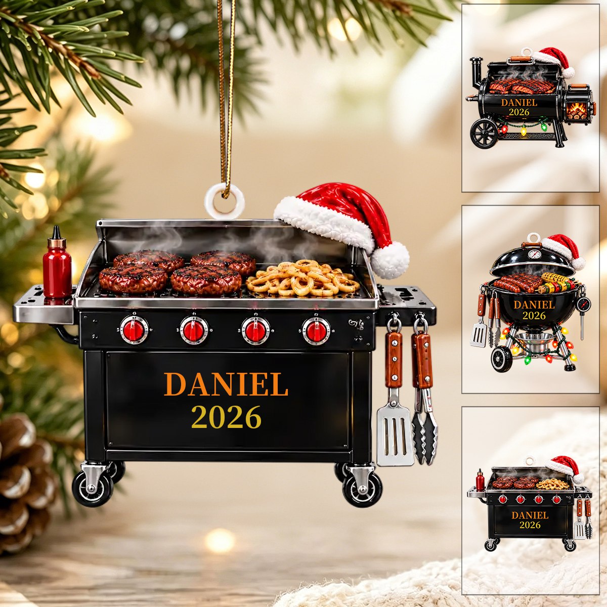 Custom Name Christmas BBQ Gifts For Grill Masters - Personalized Acrylic Ornament