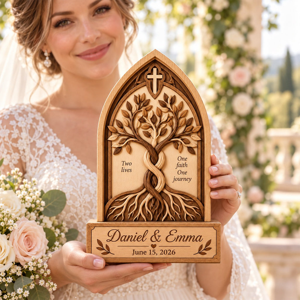 Personalized Christian Wedding Wooden Block Sign