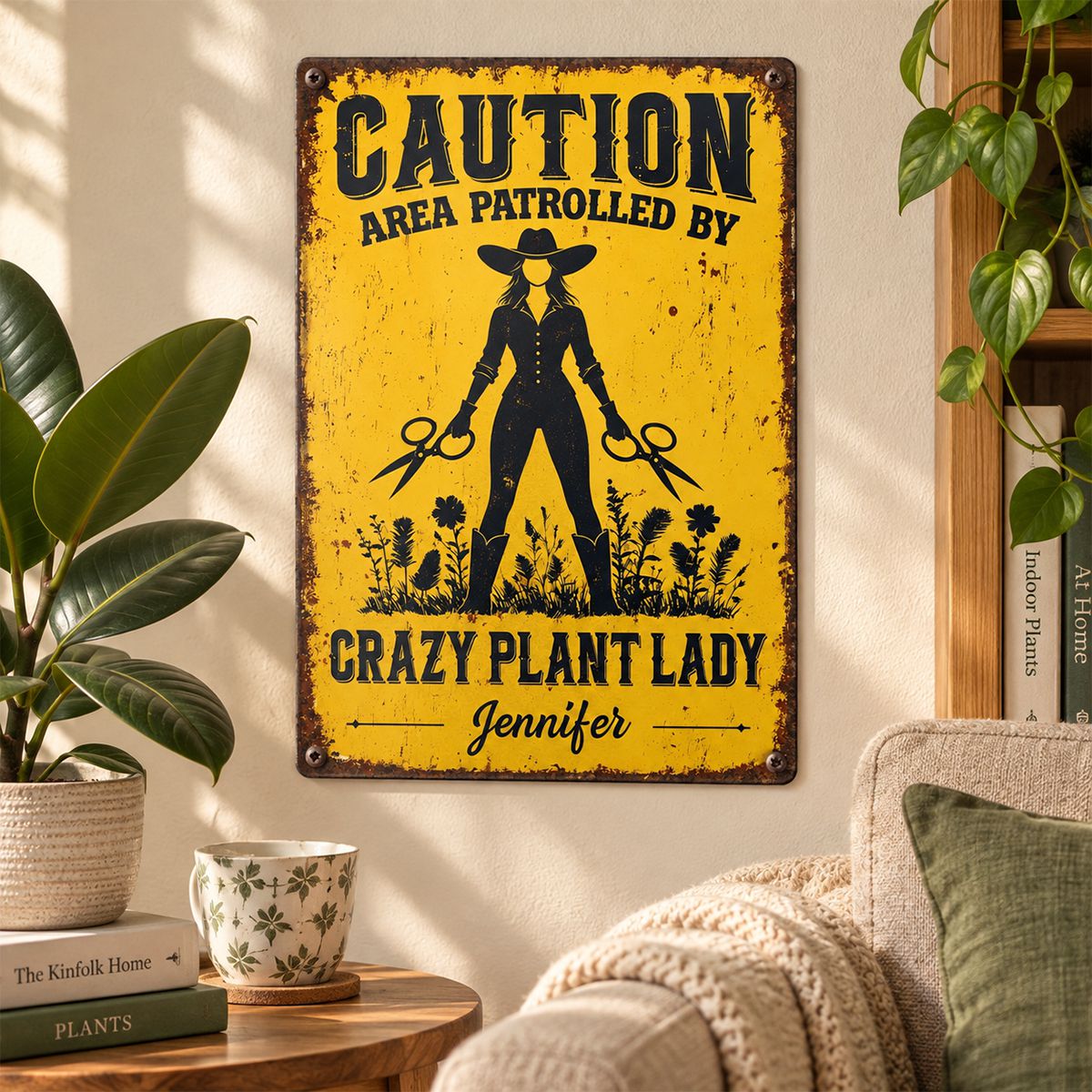 Custom Home Decor Metal Sign - Personalized Birthday Garden Gifts For Gardeners - Crazy Plant Lady Zone